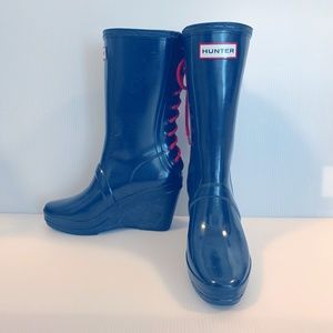 HUNTER Verbier Lace Up Wedge Rain Boots